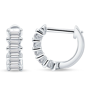 Minimalist Baguette Cubic Zirconia Huggie Hoop Earring Solid 925 Sterling Silver Wholesale